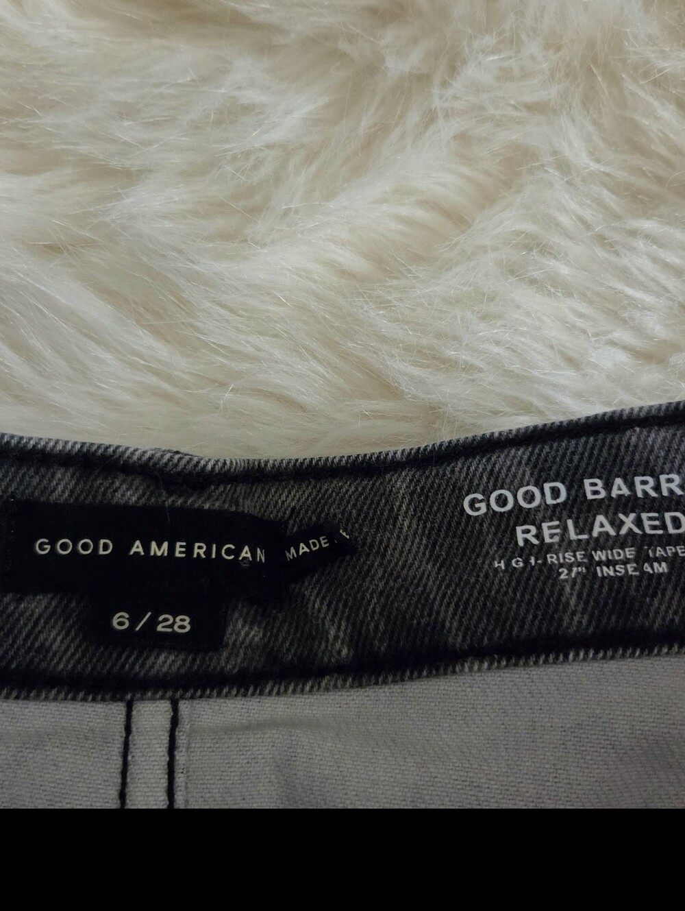 Good American Good Standard Barrel Jeans In Grey Lucky Leopard Size 28 - Picture 8 of 12